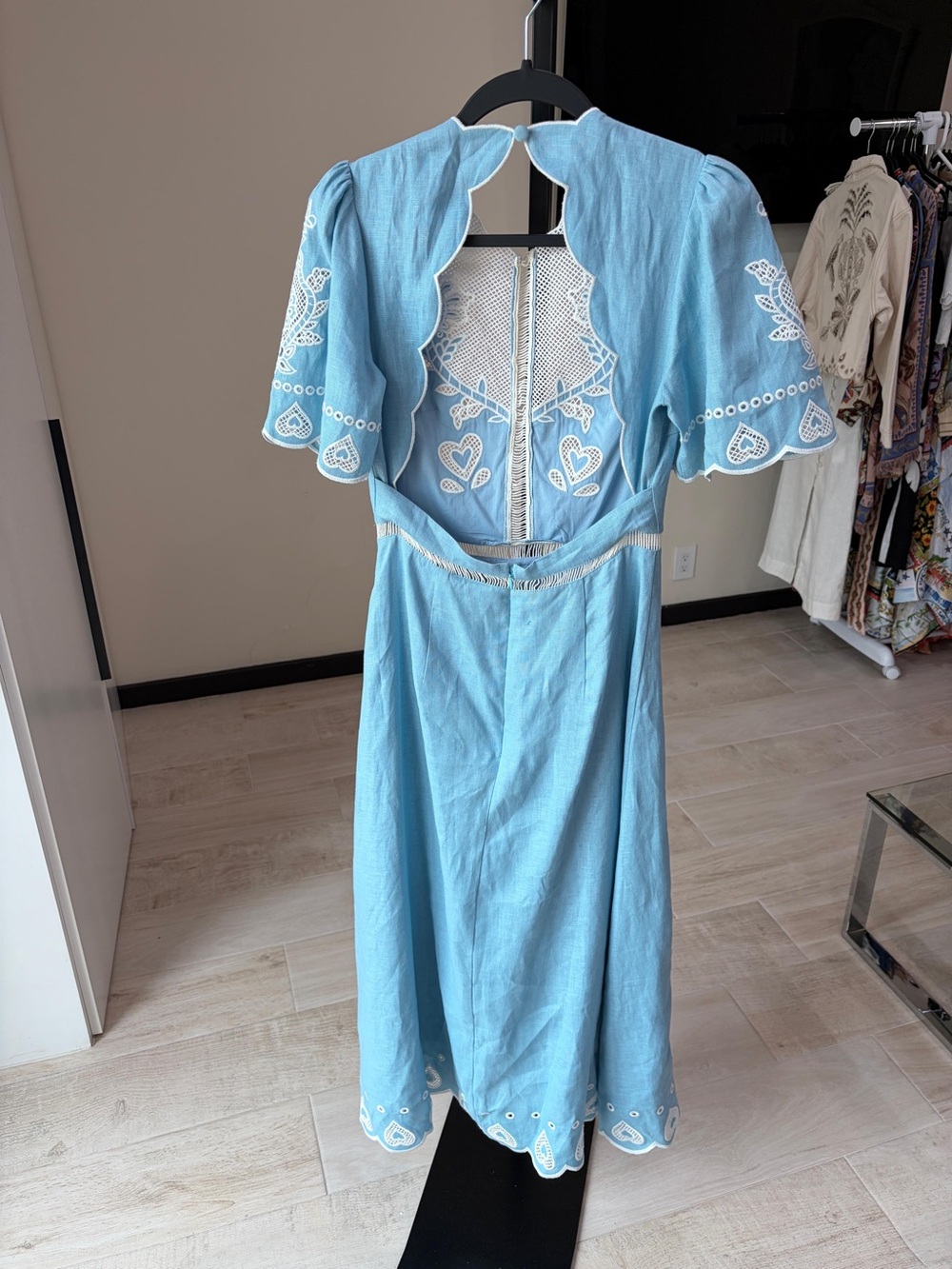 Farm Rio Light Blue Embroiderede Midi Dress - Picture 10 of 11